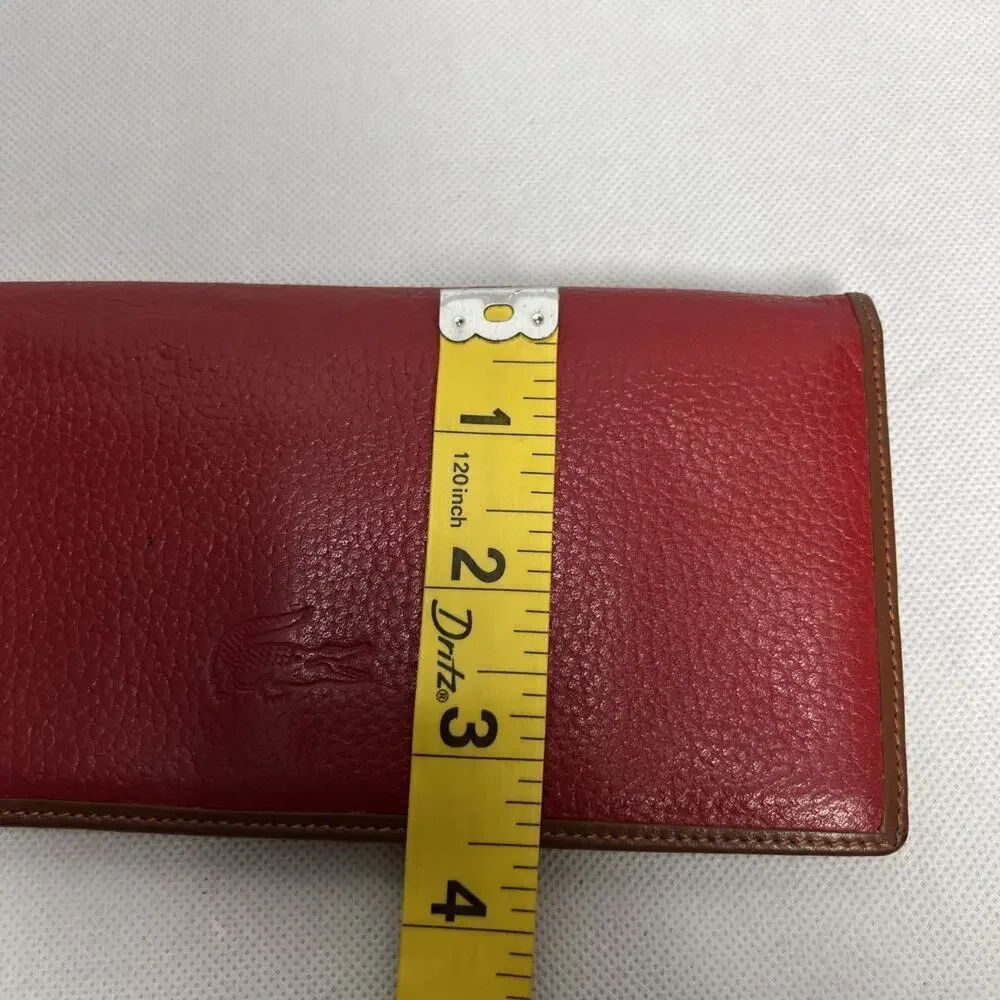 Lacoste Women's Long Wallet Red Pebbled Leather